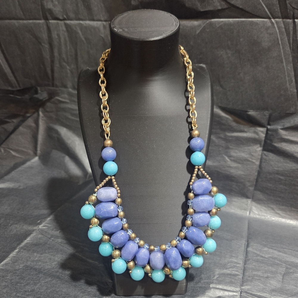 Trina Turk Blue and Turquoise Beaded Statement Necklace